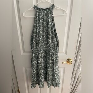 Floral green halter dress